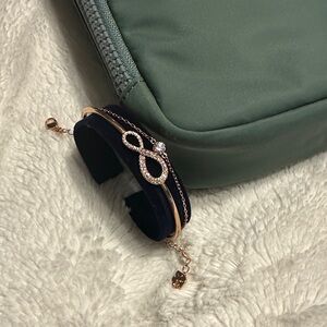 Swarovski Black Velvet Infinity Crystal Bracelet with Rose Gold Accents